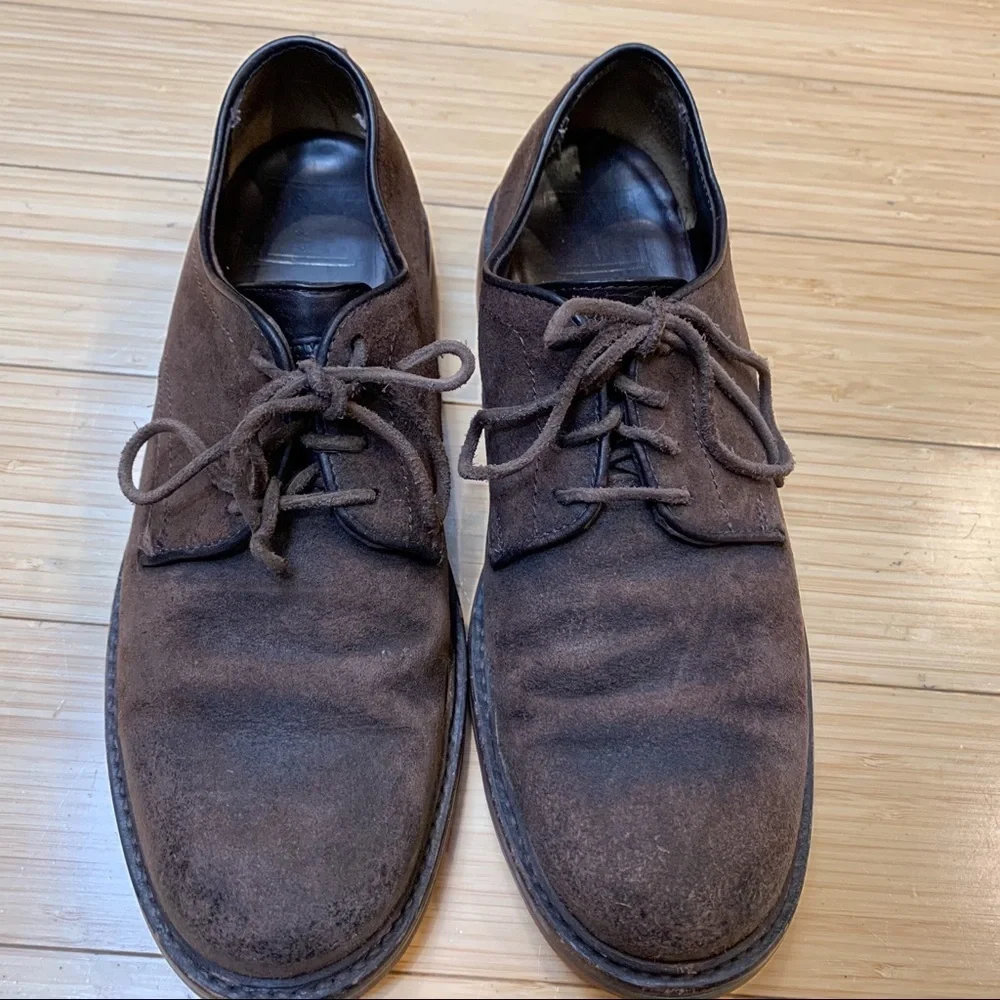 Frye Distressed Brown Suede Lace Up Oxfords, 8.5.